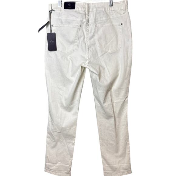 NYDJ White Denim Jeans Lift Tuck Technology Straight Cut Mid Rise Size 14 NWT - Picture 3 of 9
